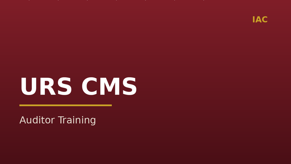 تدريب URS CMS للمدققين